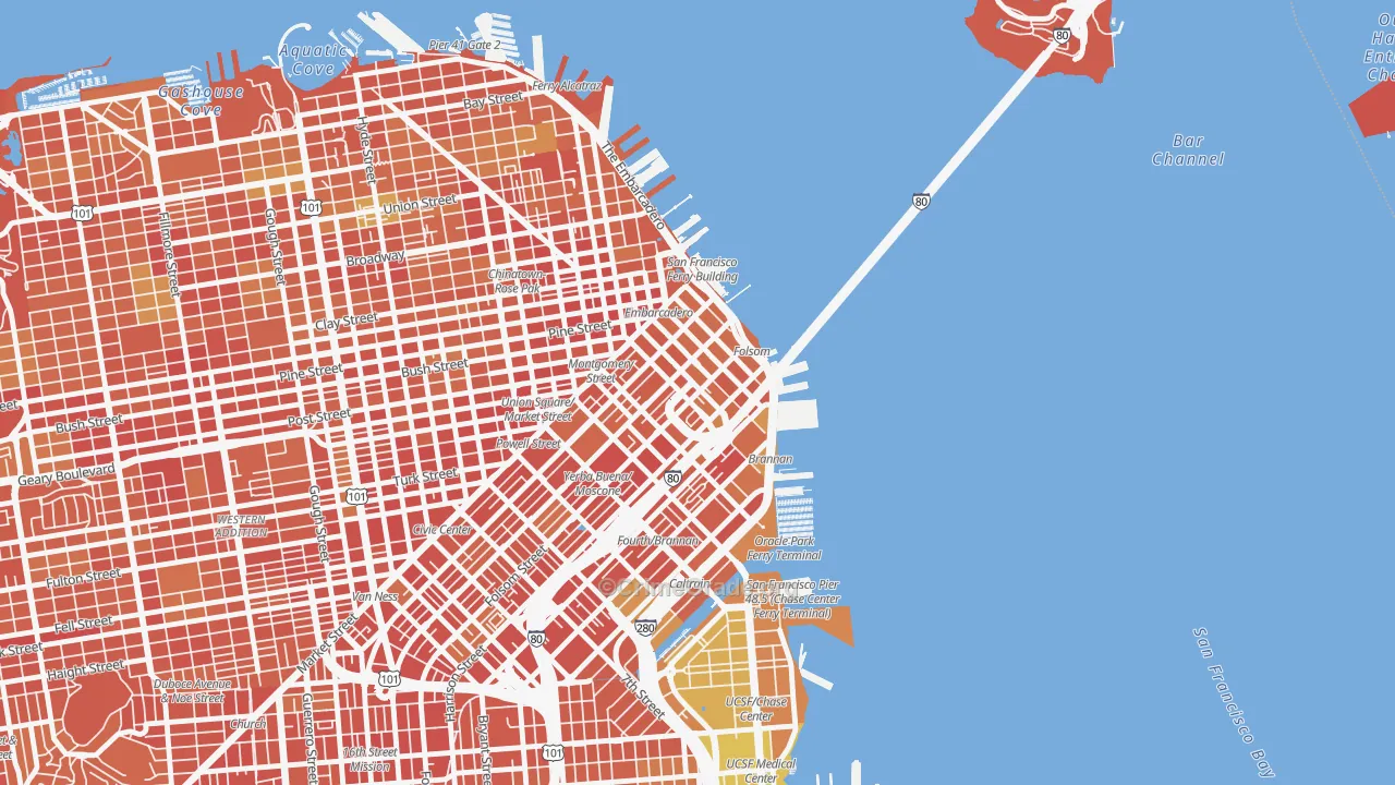 94105, CA Map of Drug-Related Crime Rates