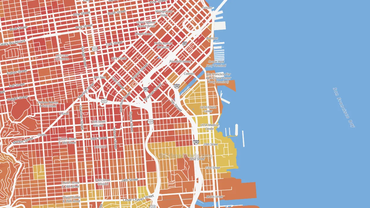 94107, CA Map of Drug-Related Crime Rates