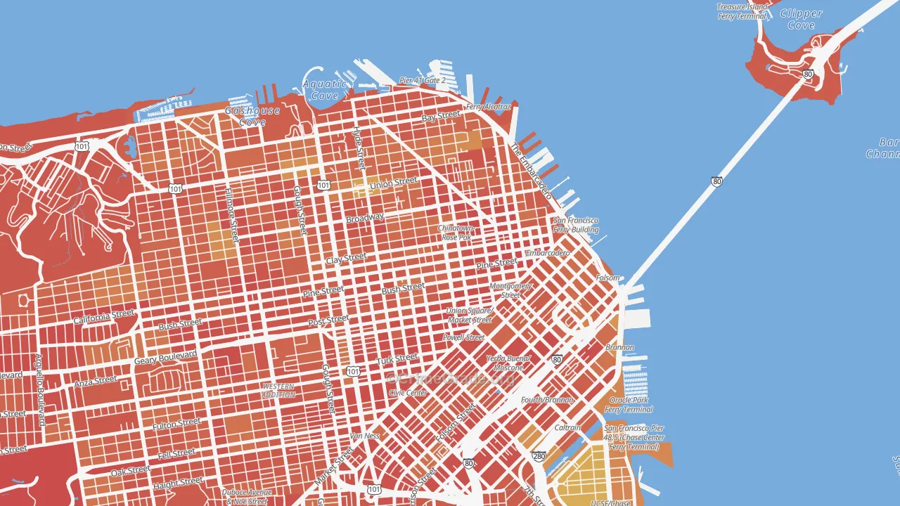 94108, CA Map of Drug-Related Crime Rates