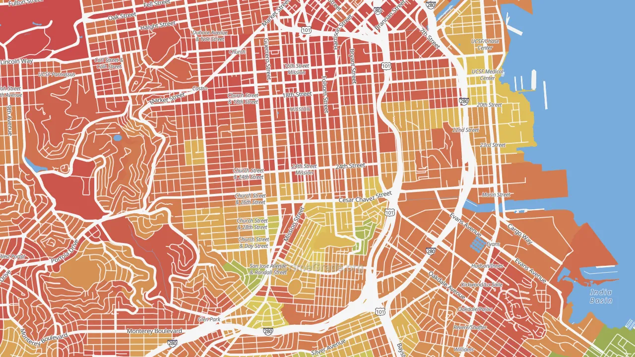 94110, CA Map of Drug-Related Crime Rates