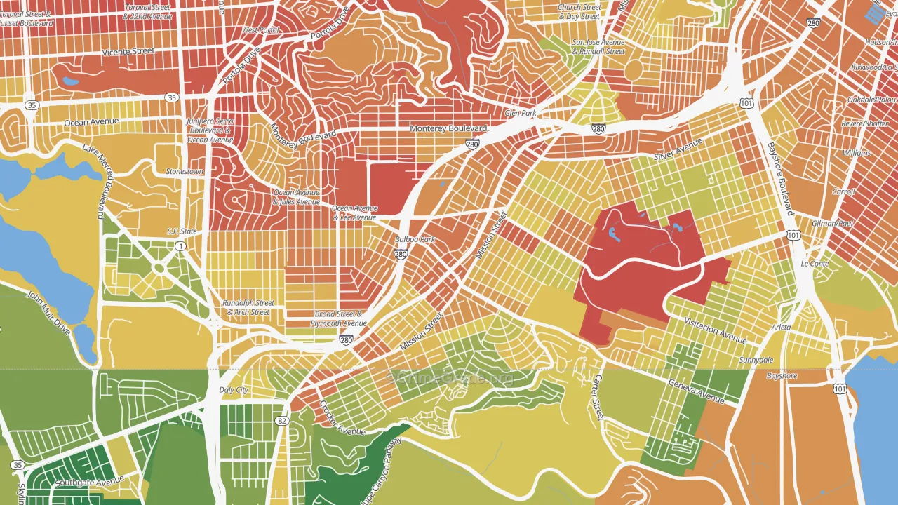 94112, CA Map of Drug-Related Crime Rates