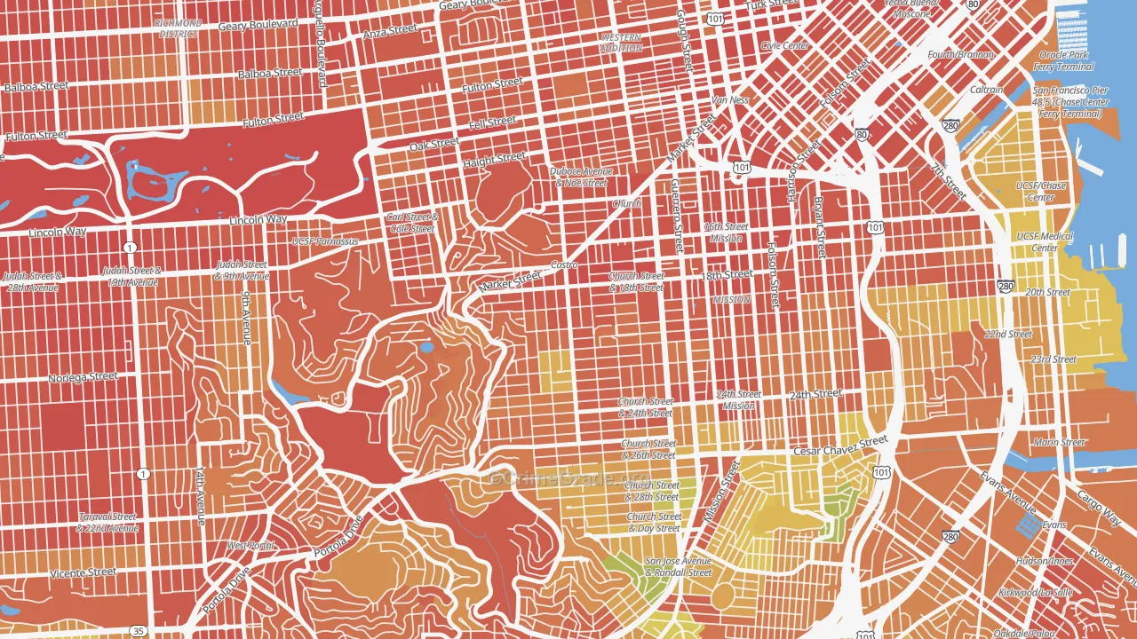 94114, CA Map of Drug-Related Crime Rates