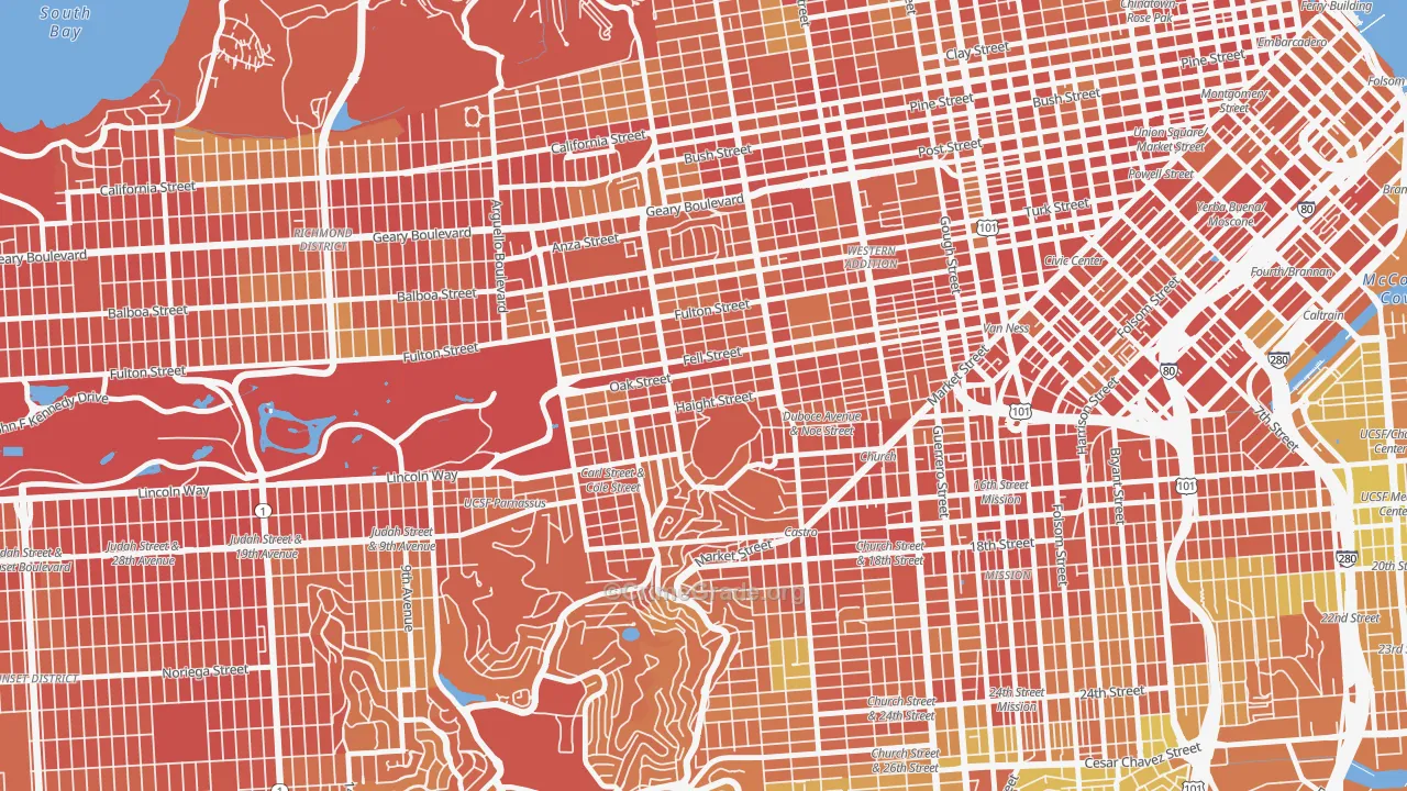 94117, CA Map of Drug-Related Crime Rates