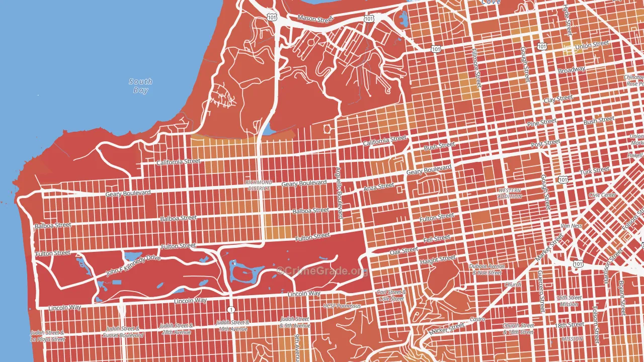 94118, CA Map of Drug-Related Crime Rates