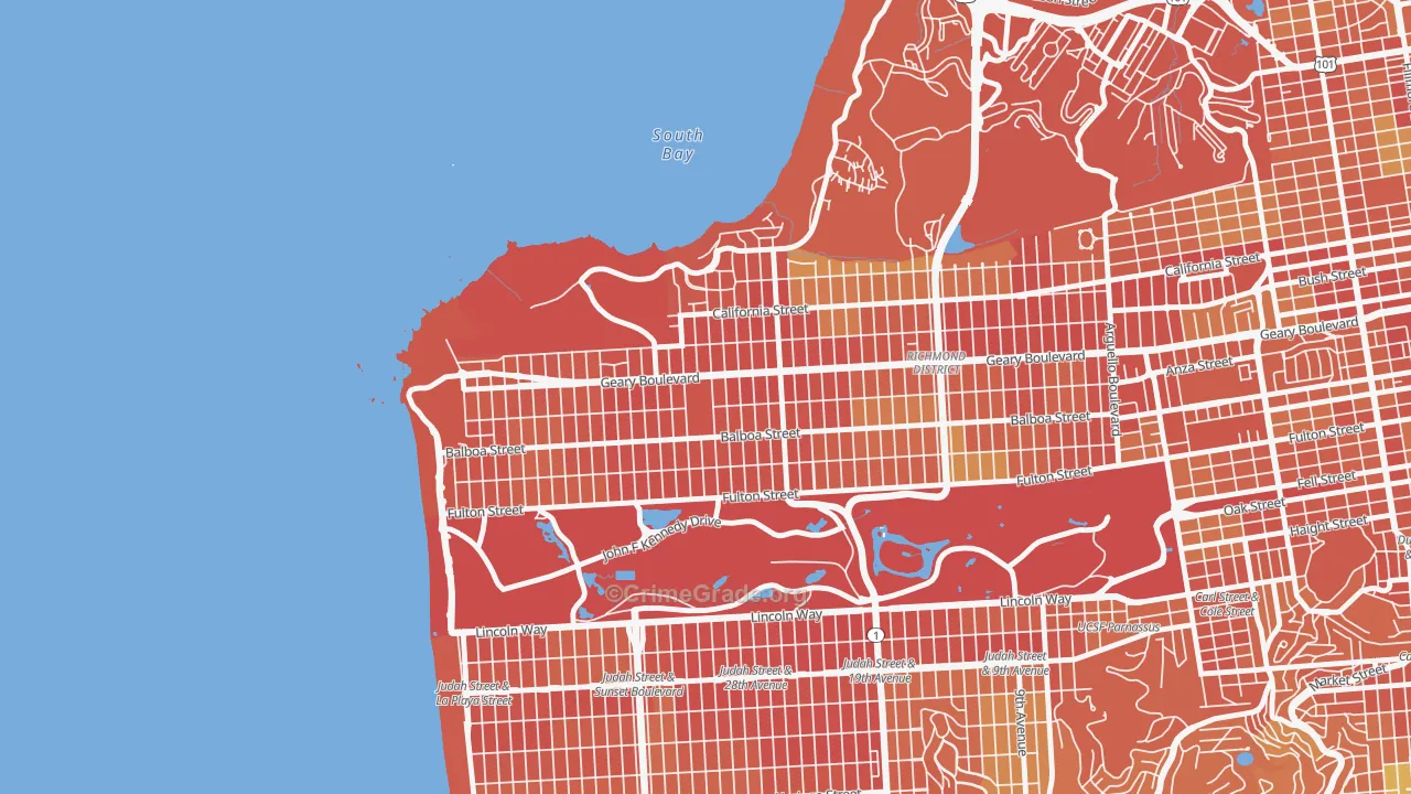 94121, CA Map of Drug-Related Crime Rates