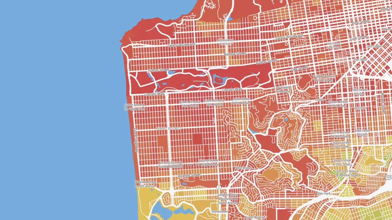 94122, CA Map of Drug-Related Crime Rates