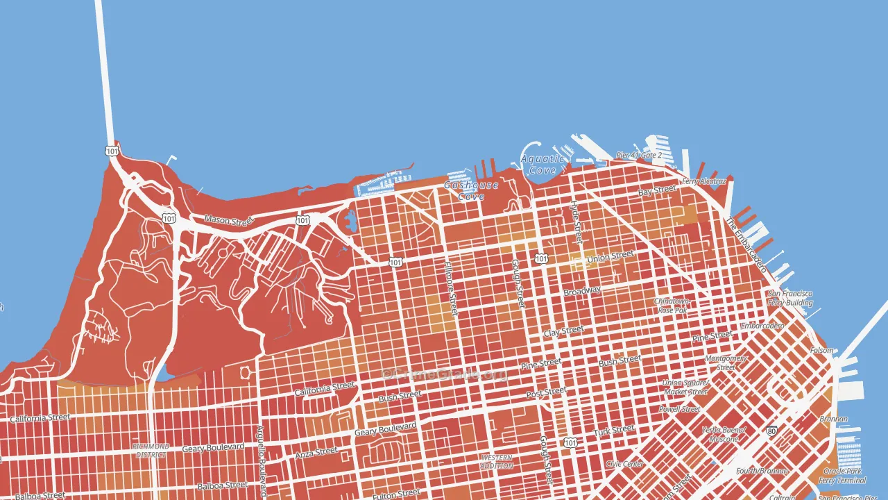 94123, CA Map of Drug-Related Crime Rates