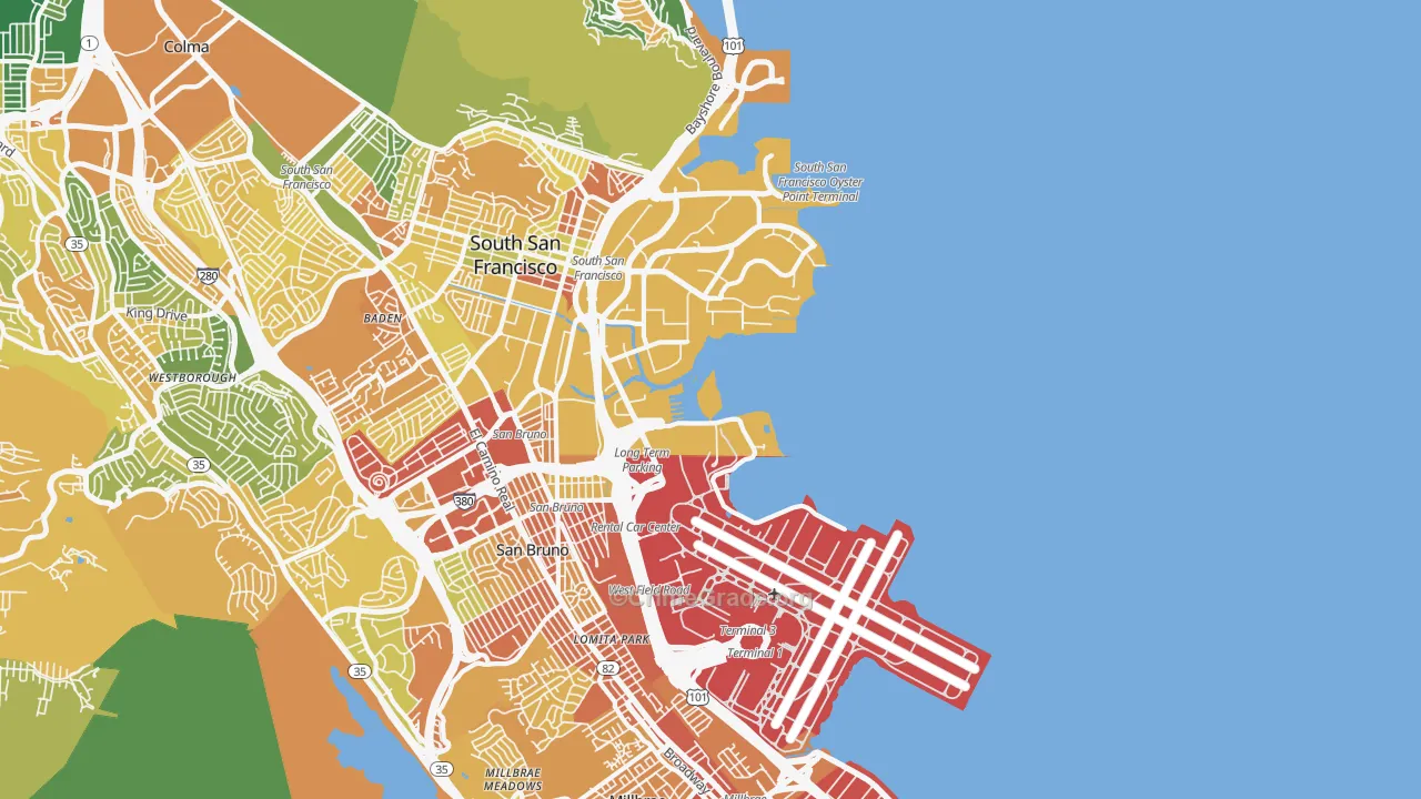 94128, CA Map of Drug-Related Crime Rates