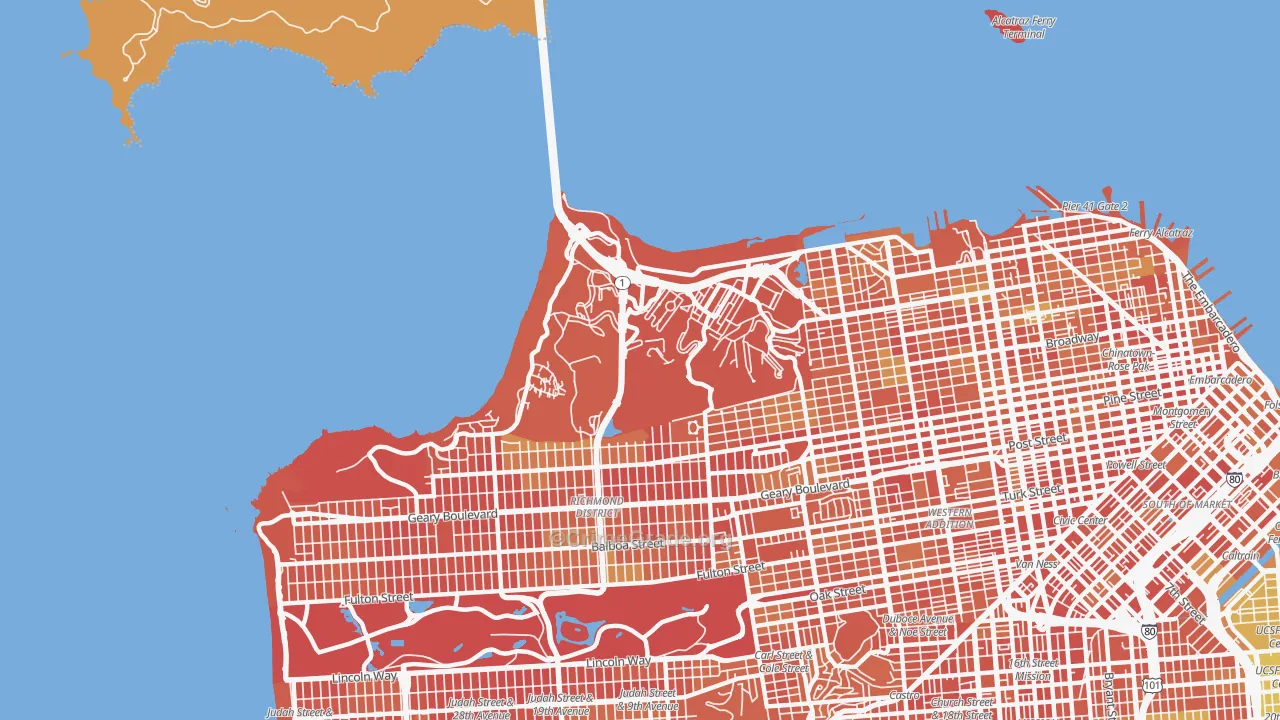 94129, CA Map of Drug-Related Crime Rates