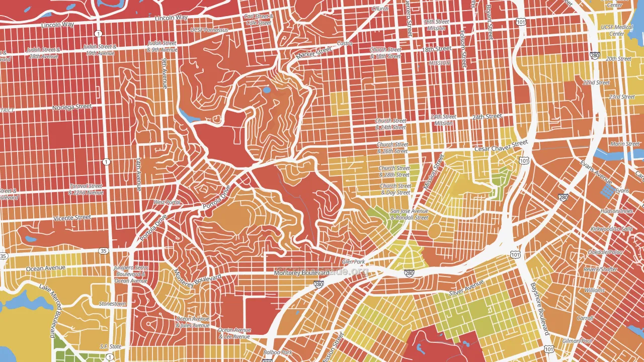 94131, CA Map of Drug-Related Crime Rates