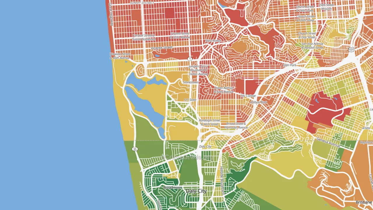 94132, CA Map of Drug-Related Crime Rates