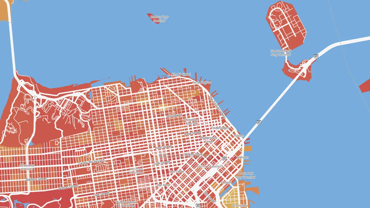 94133, CA Map of Drug-Related Crime Rates