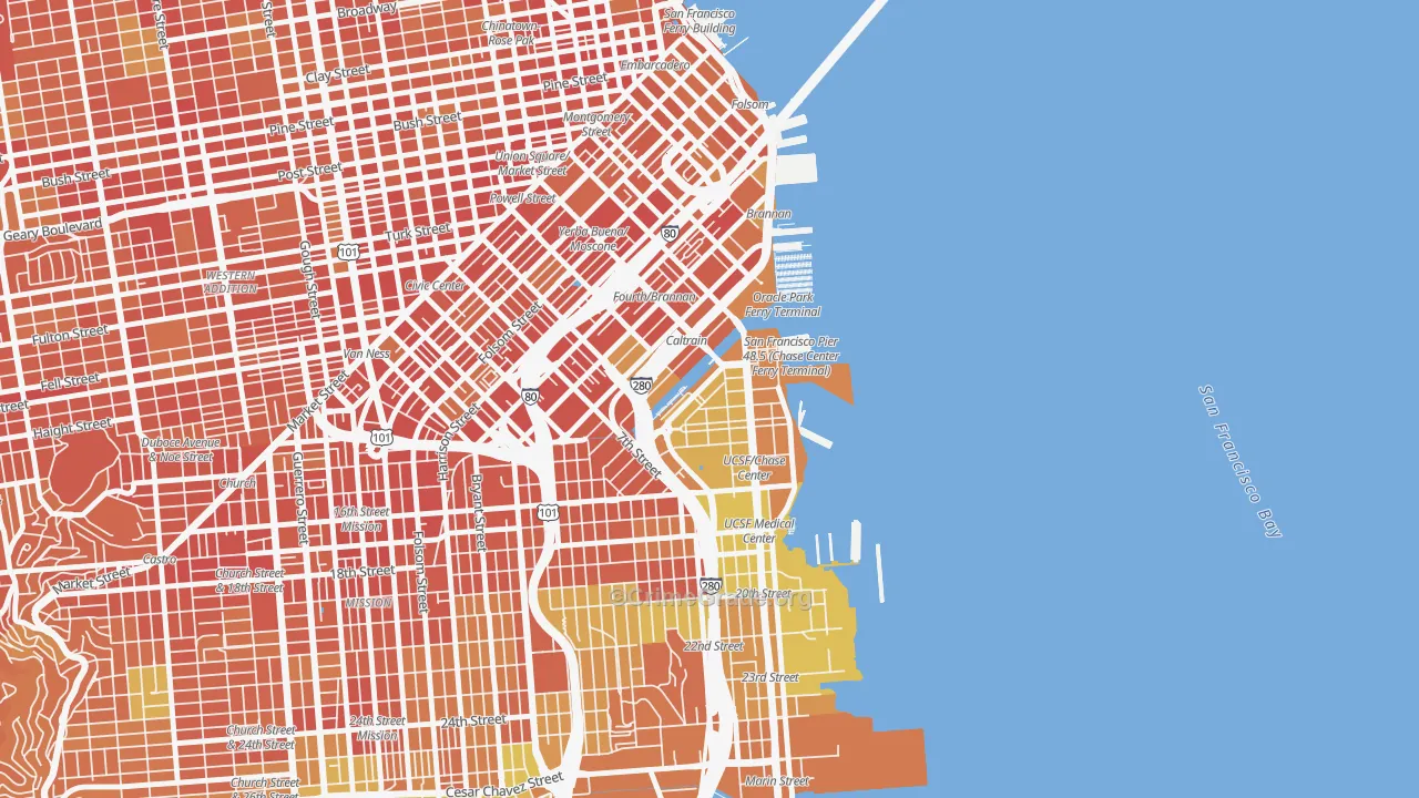 94158, CA Map of Drug-Related Crime Rates