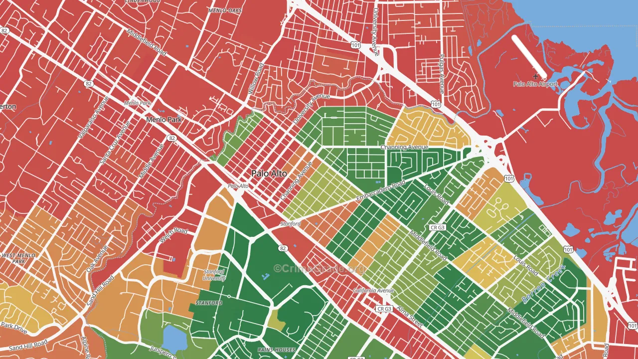 94301, CA Map of Drug-Related Crime Rates