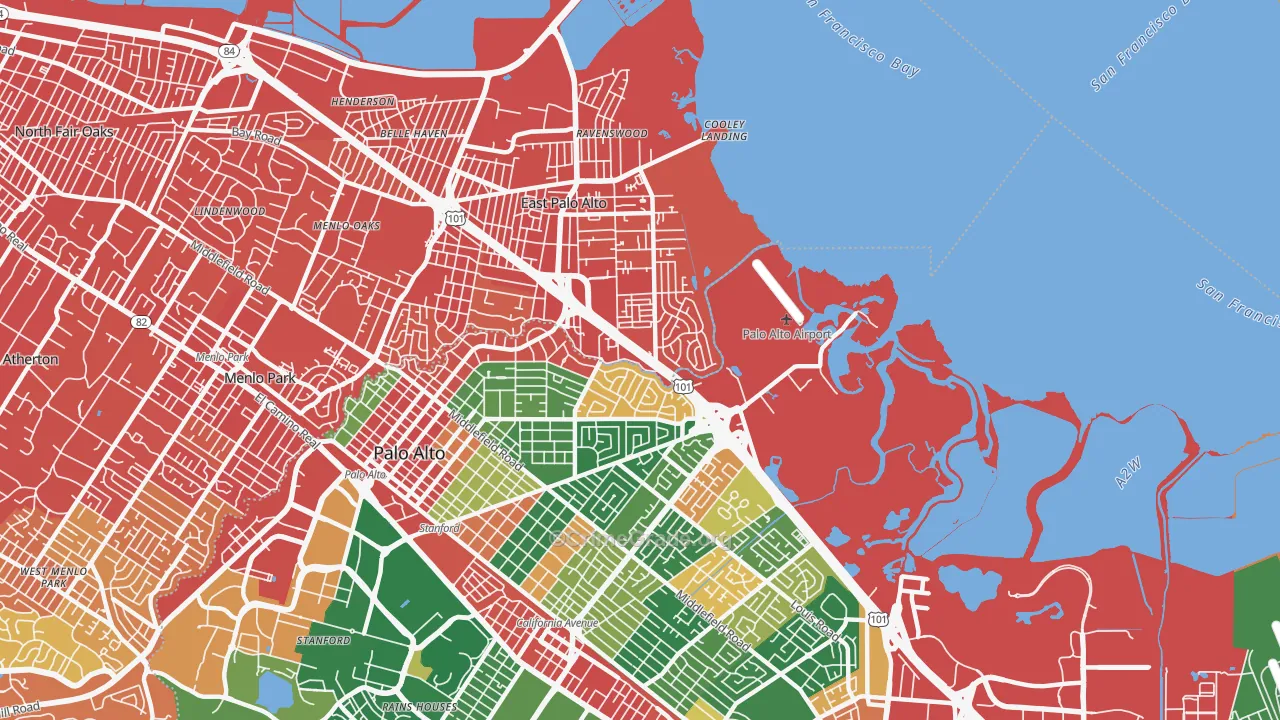 94303, CA Map of Drug-Related Crime Rates