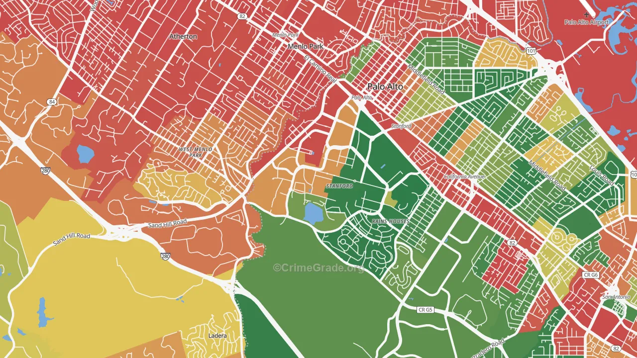94304, CA Map of Drug-Related Crime Rates