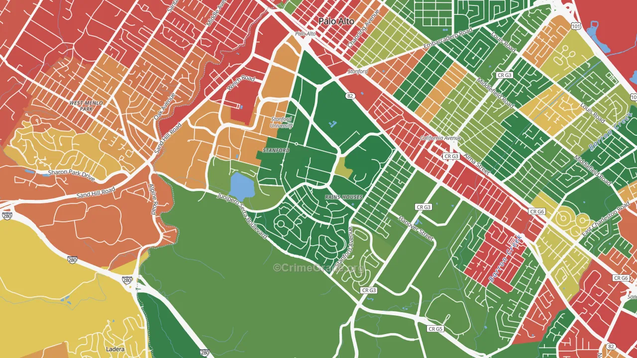 94305, CA Map of Drug-Related Crime Rates