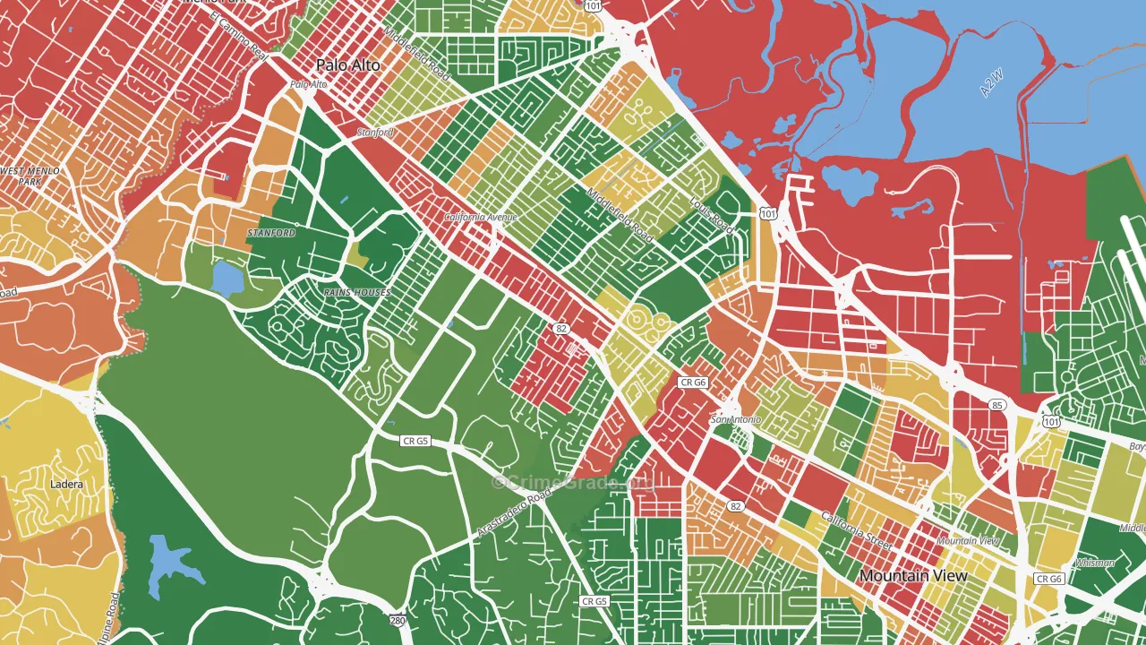 94306, CA Map of Drug-Related Crime Rates