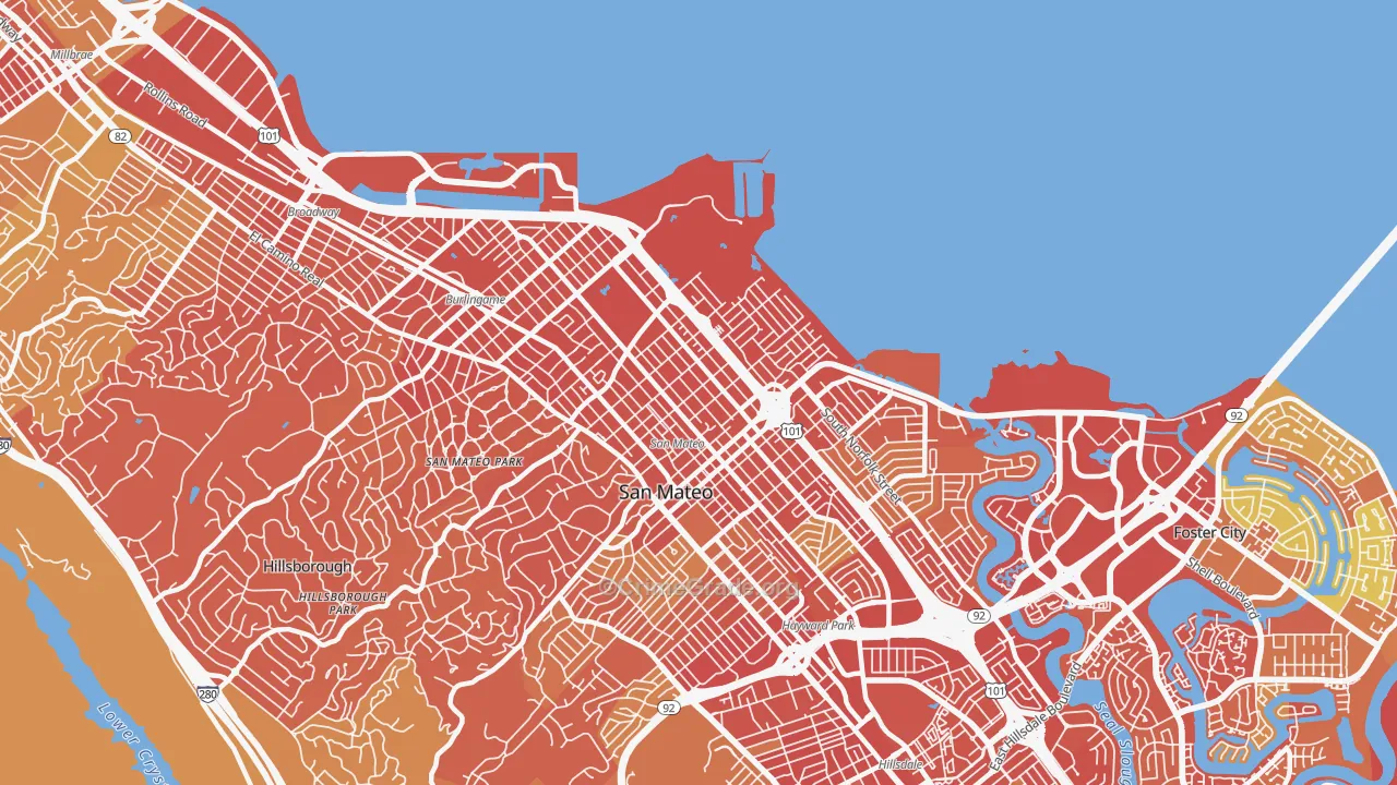 94401, CA Map of Drug-Related Crime Rates