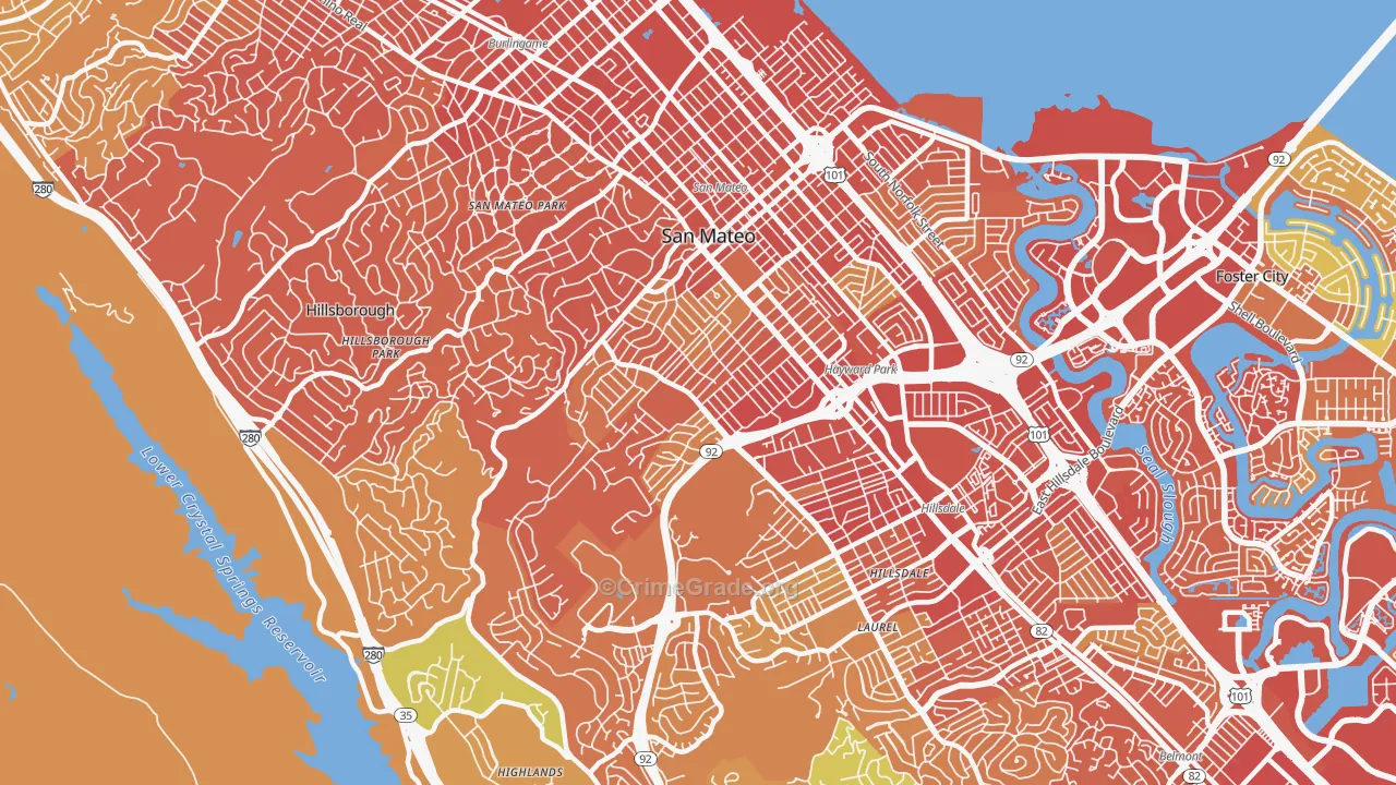 94402, CA Map of Drug-Related Crime Rates