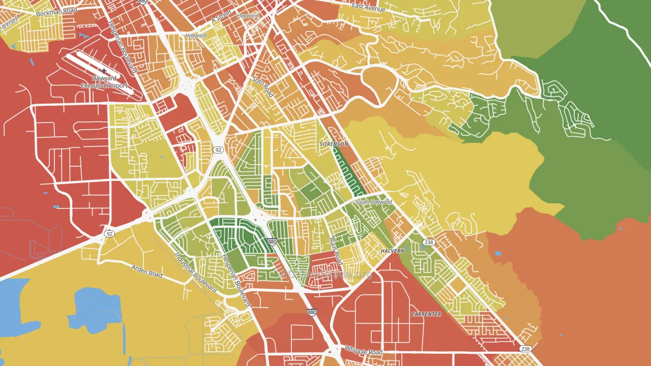 94544, CA Map of Drug-Related Crime Rates