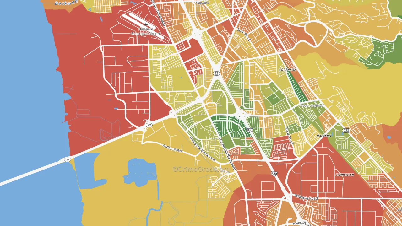 94545, CA Map of Drug-Related Crime Rates