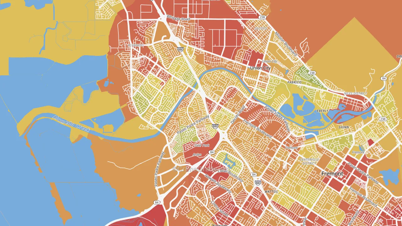 94555, CA Map of Drug-Related Crime Rates