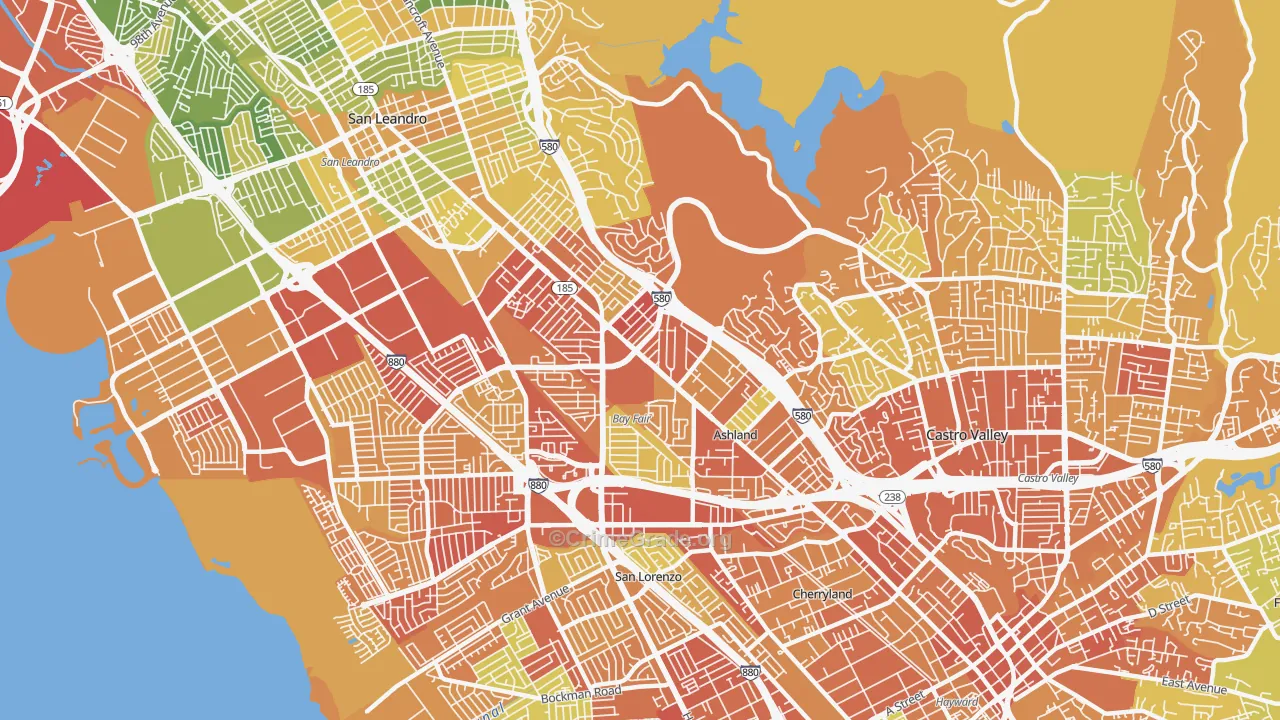 94578, CA Map of Drug-Related Crime Rates