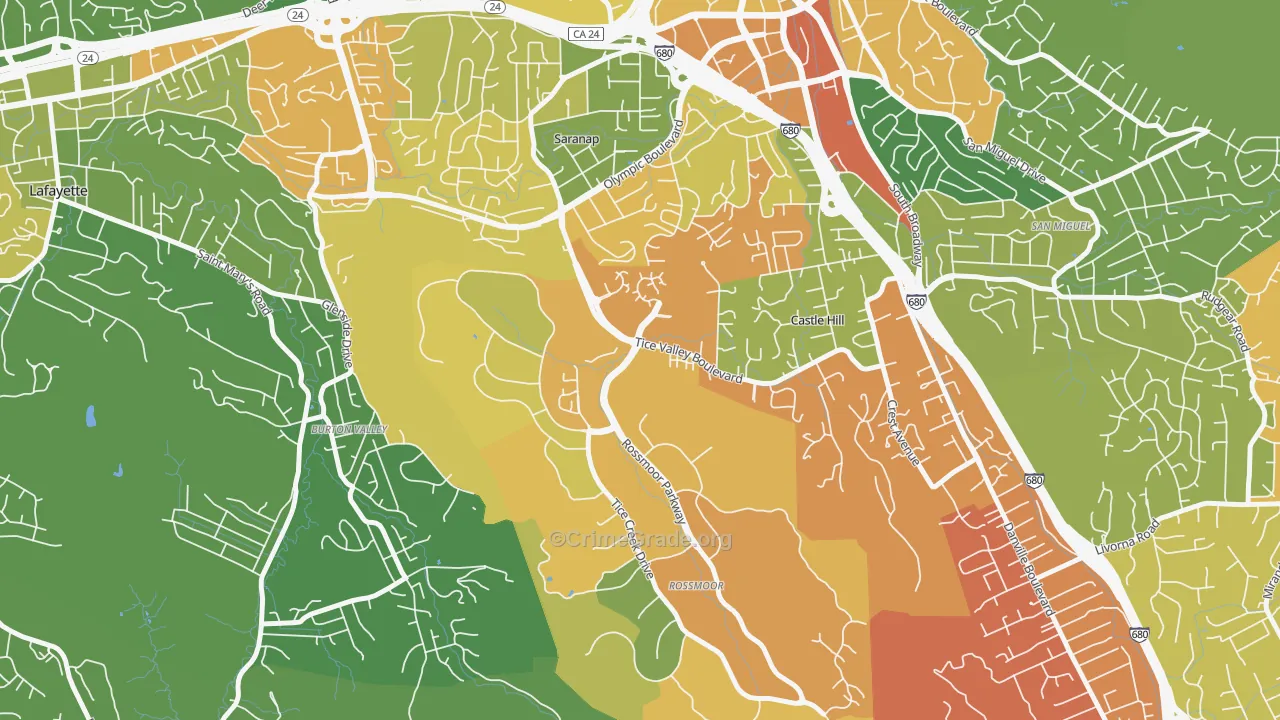 94595, CA Map of Drug-Related Crime Rates