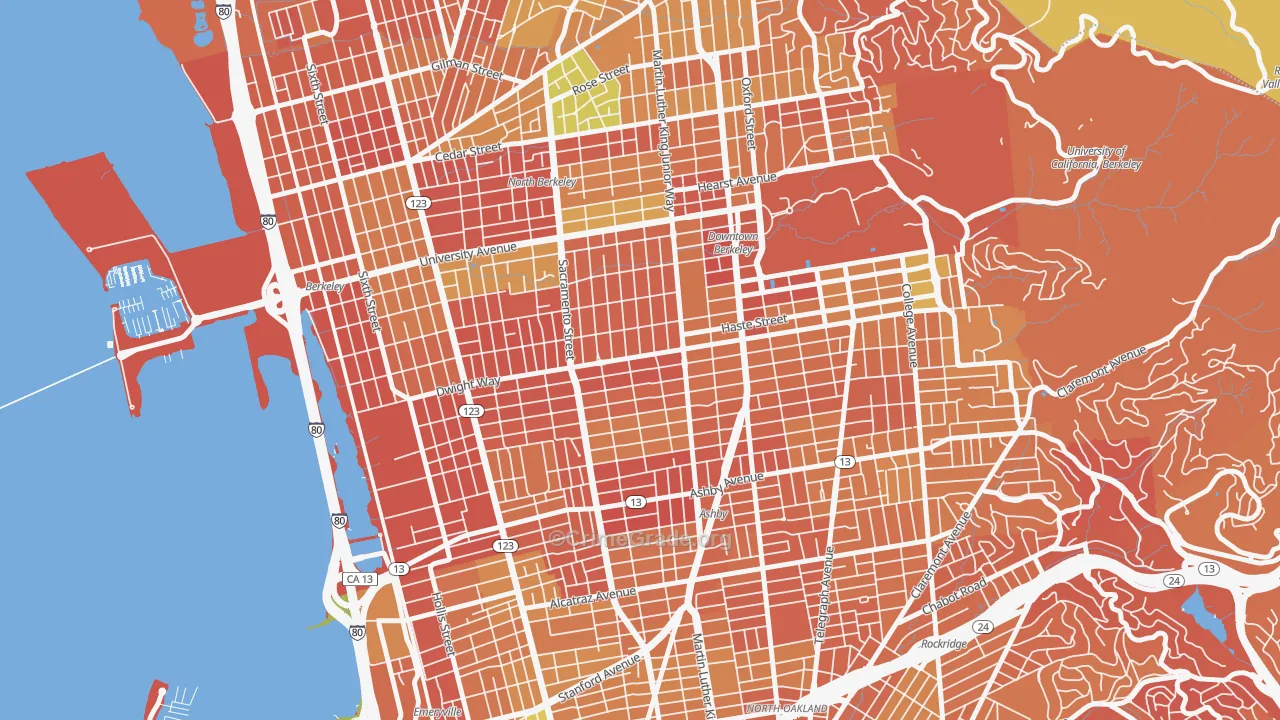 94703, CA Map of Drug-Related Crime Rates