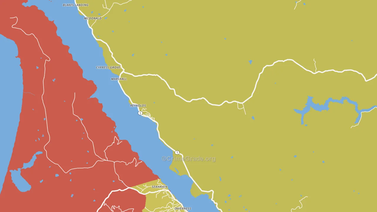 94940, CA Map of Drug-Related Crime Rates