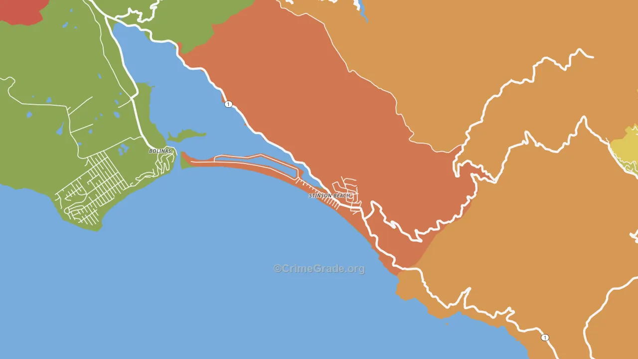 94970, CA Map of Drug-Related Crime Rates
