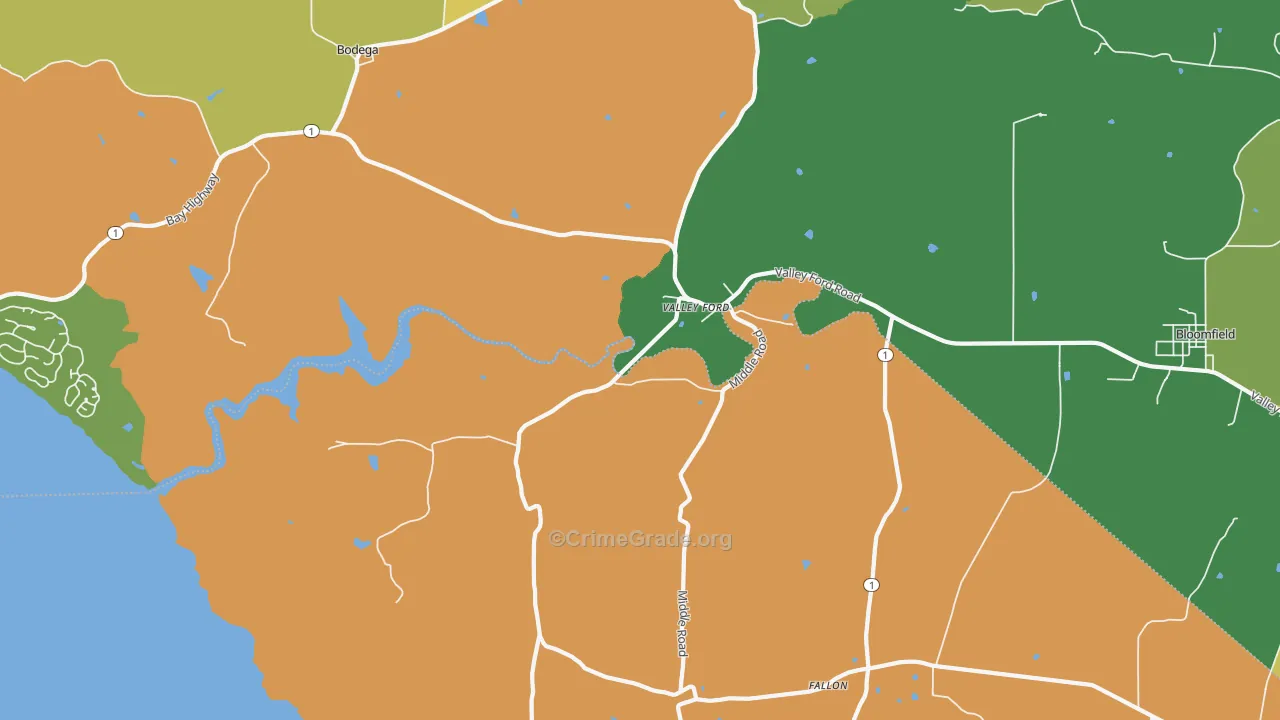 94972, CA Map of Drug-Related Crime Rates