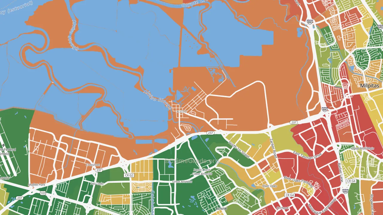 95002, CA Map of Drug-Related Crime Rates