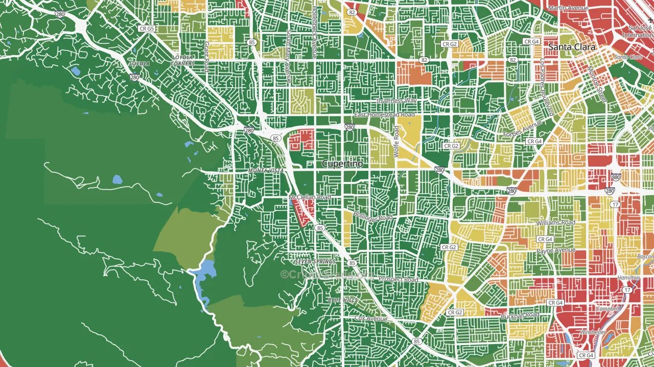 95014, CA Map of Drug-Related Crime Rates