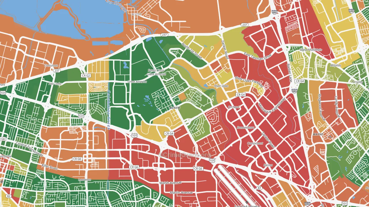 95054, CA Map of Drug-Related Crime Rates