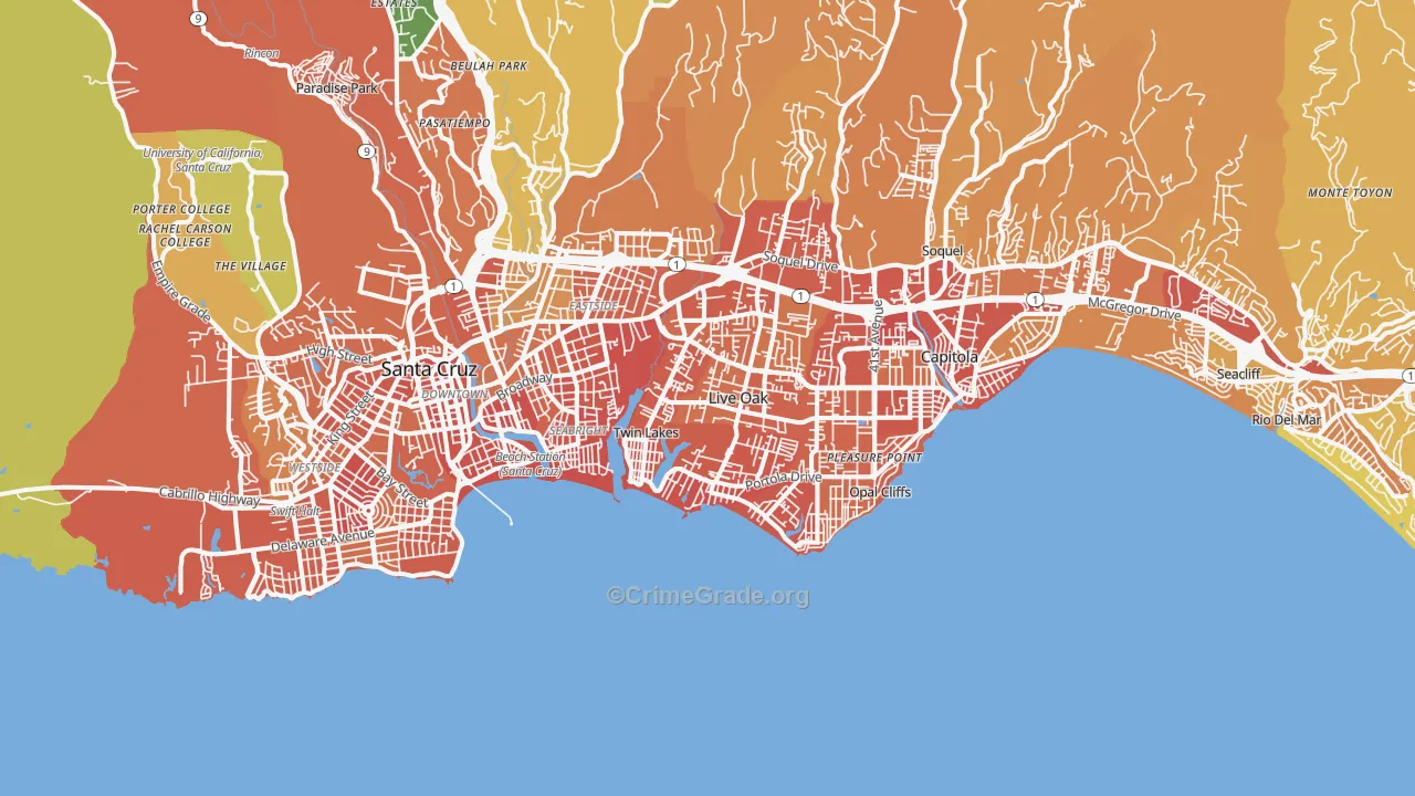 95062, CA Map of Drug-Related Crime Rates