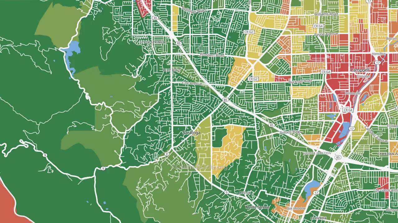 95070, CA Map of Drug-Related Crime Rates