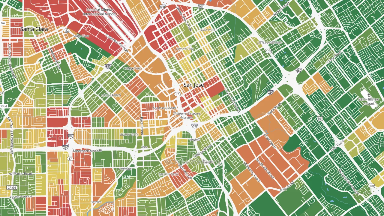 95110, CA Map of Drug-Related Crime Rates