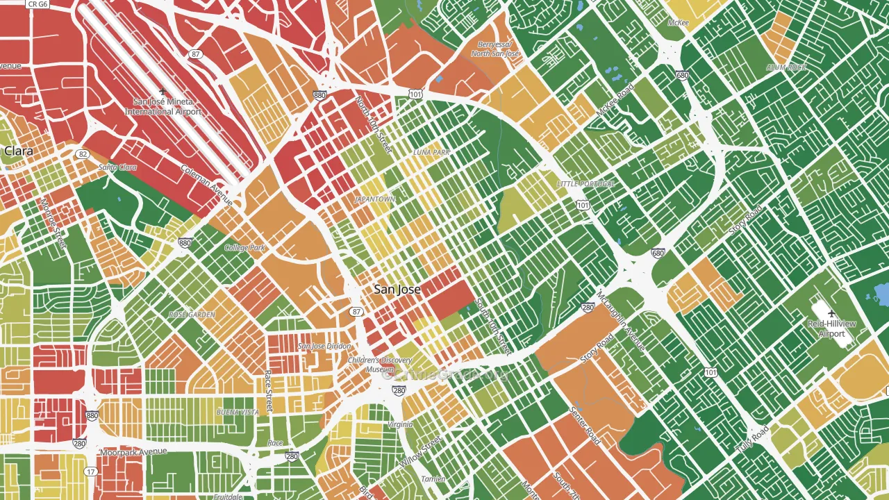 95112, CA Map of Drug-Related Crime Rates