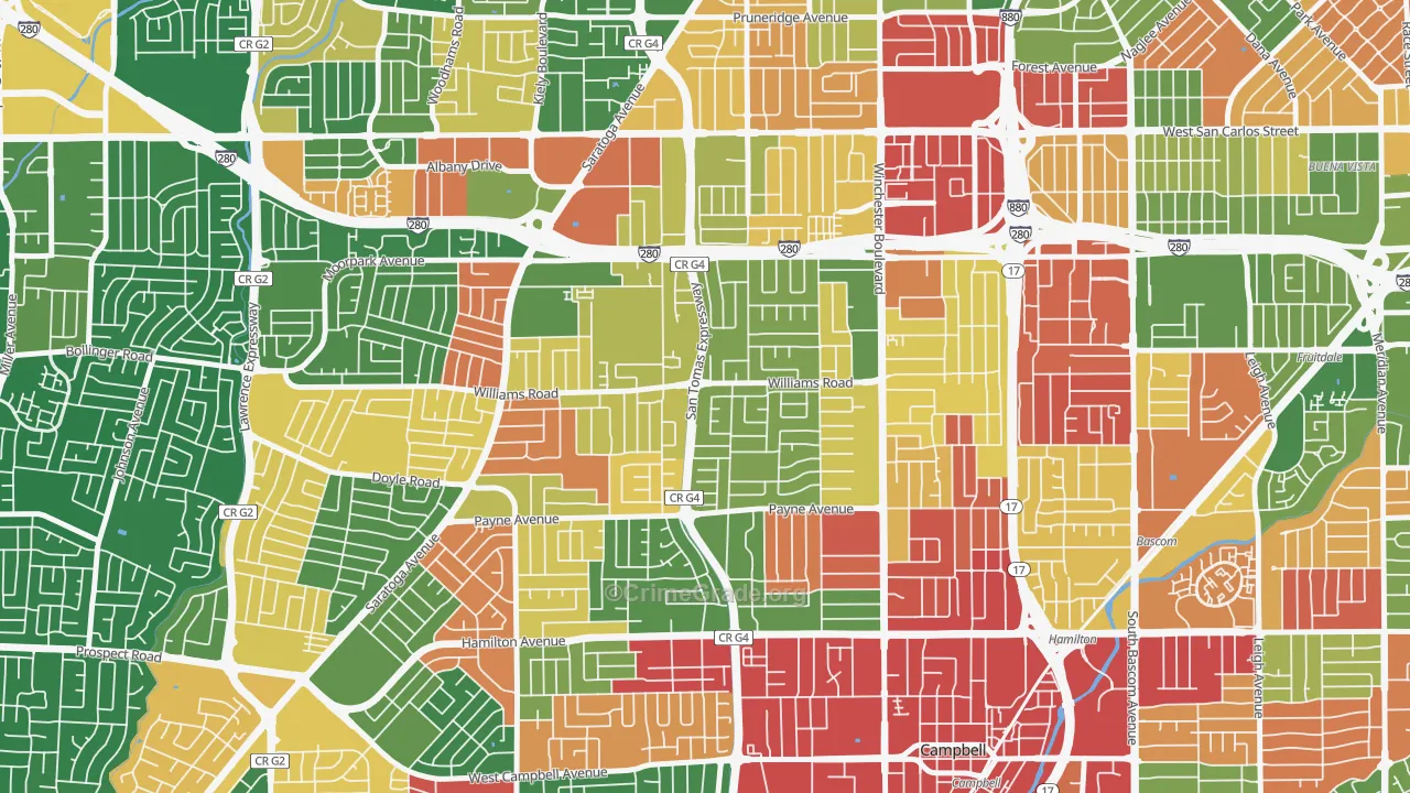 95117, CA Map of Drug-Related Crime Rates