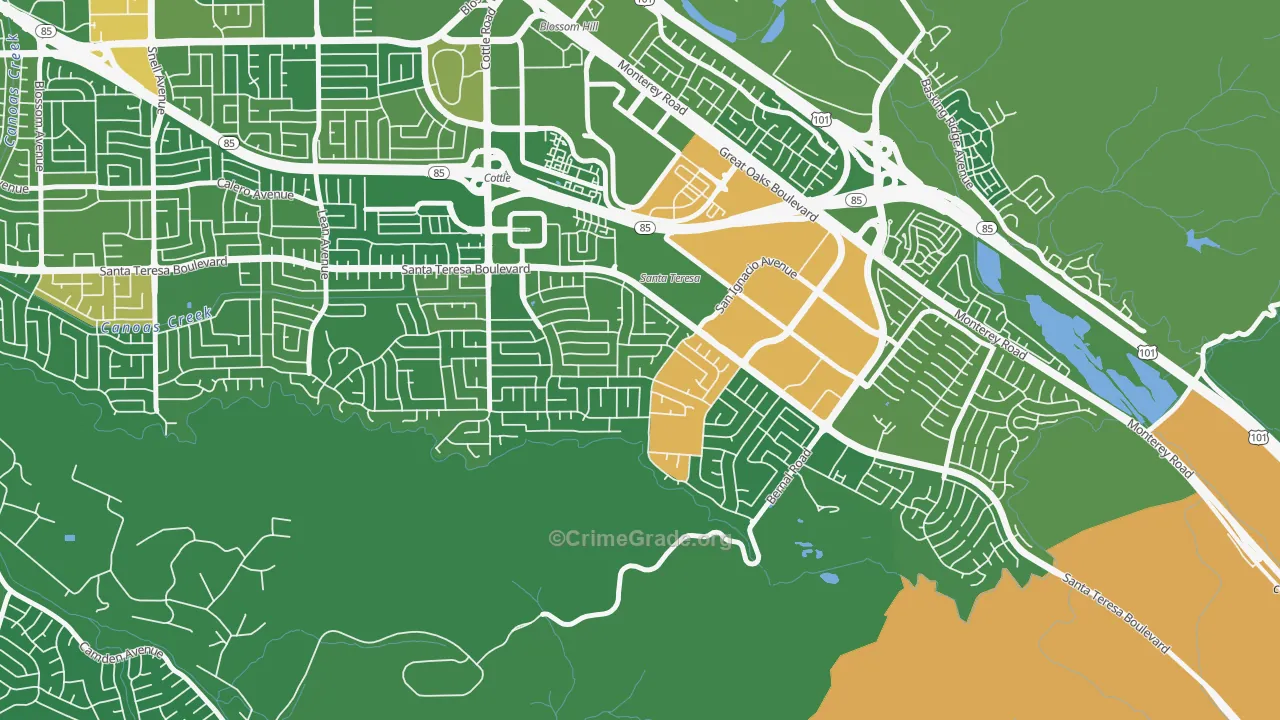 95119, CA Map of Drug-Related Crime Rates