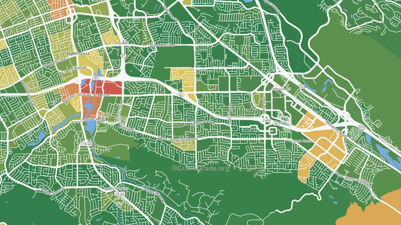 95123, CA Map of Drug-Related Crime Rates