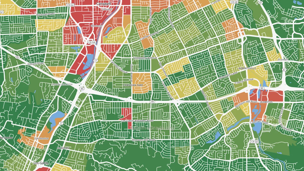 95124, CA Map of Drug-Related Crime Rates