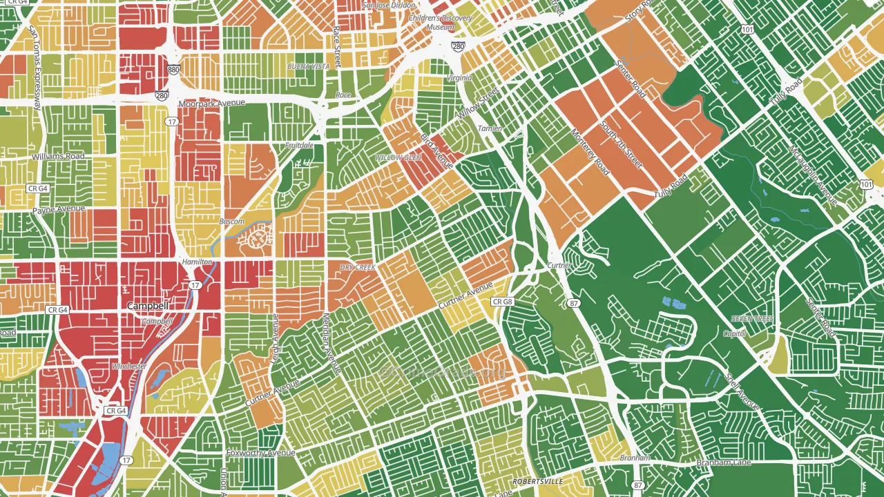 95125, CA Map of Drug-Related Crime Rates