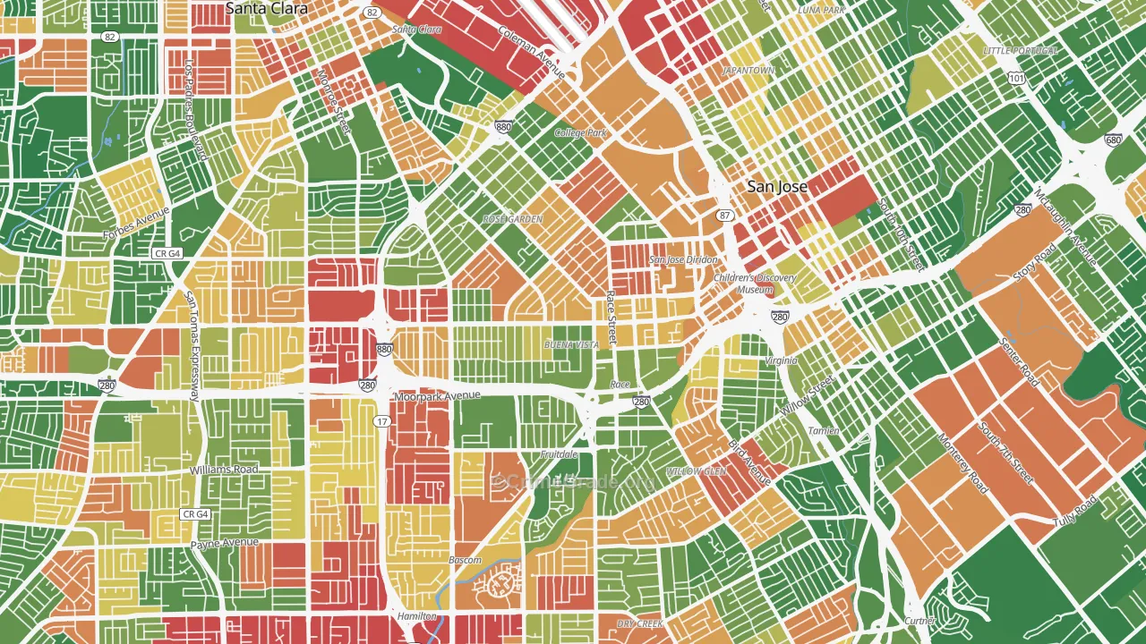 95126, CA Map of Drug-Related Crime Rates