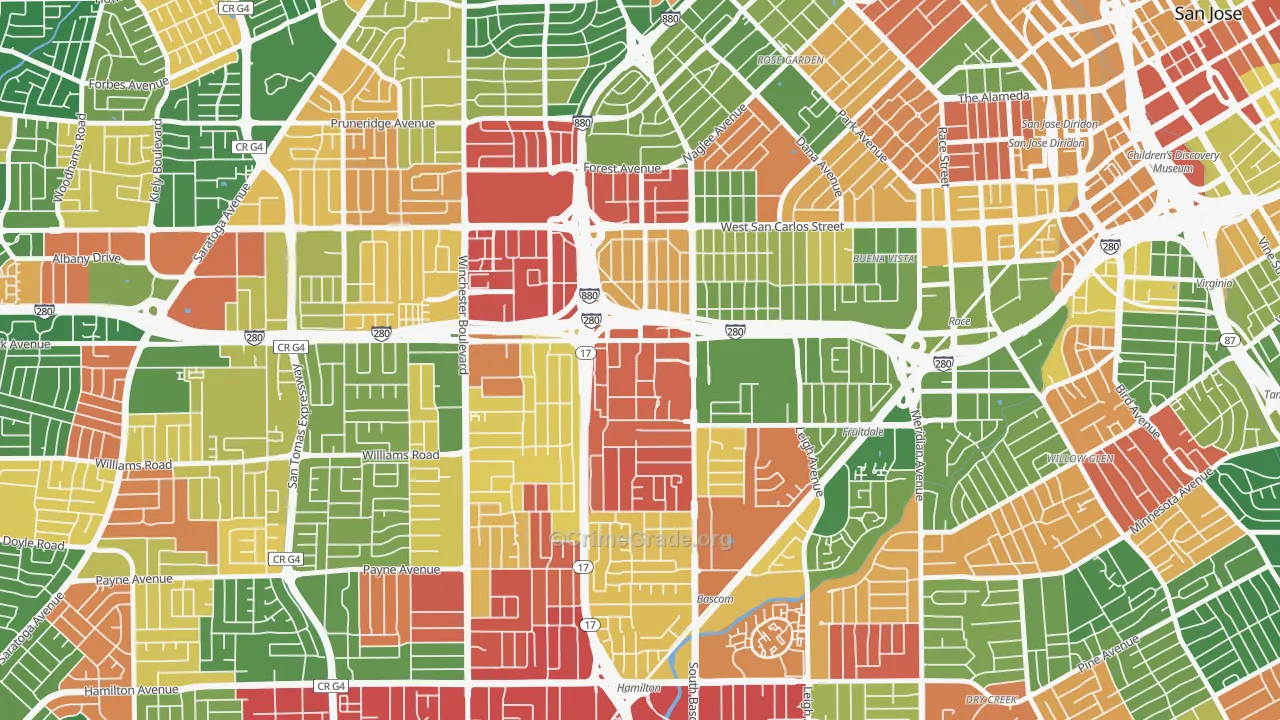 95128, CA Map of Drug-Related Crime Rates