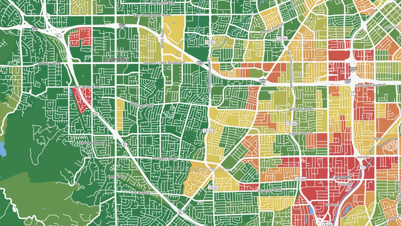 95129, CA Map of Drug-Related Crime Rates