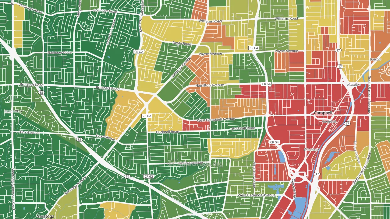 95130, CA Map of Drug-Related Crime Rates