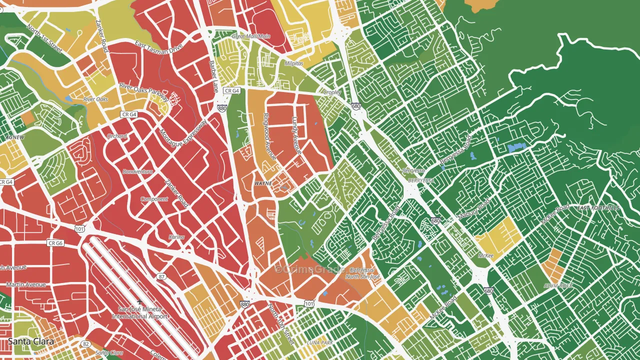 95131, CA Map of Drug-Related Crime Rates